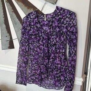 Free People Purple Floral Blouse